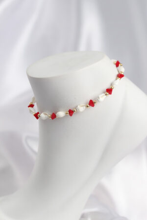 Doğal Deniz Kabuğu Model ve Kırmızı Kristal Taş Model Halhal