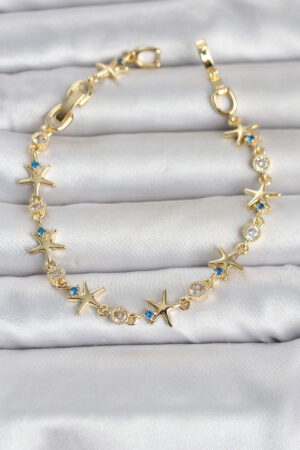 Pirinç Gold Renk Sıralı Deniz Yıldızı Model Kadın Bileklik